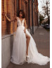 Tulle Straps Ivory Shimmering Lace Wedding Dress